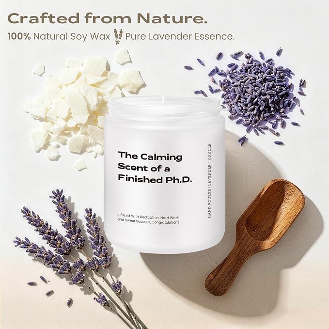 PhD Graduation Gifts, Doctorate Degree Present for Her, Him, 2026 Graduation Gifts for Women - Funny Dissertation, Congrats Grad Present for Doctoral Graduates, PhD Students - Lavender Scented Candle