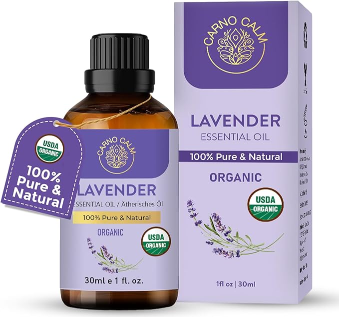 Organic Lavender Essential Oil | USDA Certified Organic Lavender Oil | for Skin and Hair | for Aromatherapy and Diffusers | 30ml