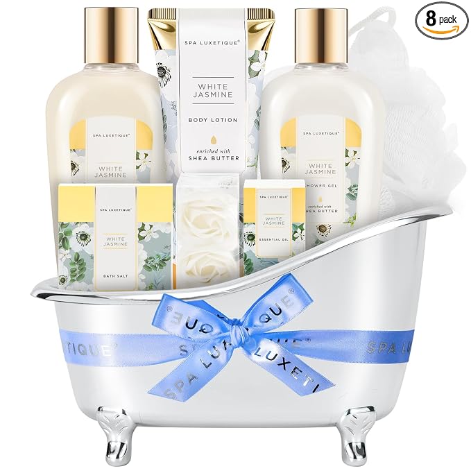 Spa Gifts for Women 8 Pcs Spa Luxetique Gift Baskets with Hand Cream Spa Gifts for Women Jasmine Gift Sets
