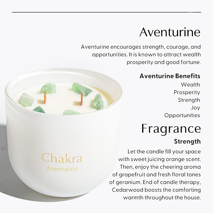 Hidden Label Healing Crystal Candle, Aventurine-Wealth Crystal Candle, Wood Wicks Scented Crackling Candles, Real Crystals Aromatherapy Candle Gifts for Women,Cute 12oz
