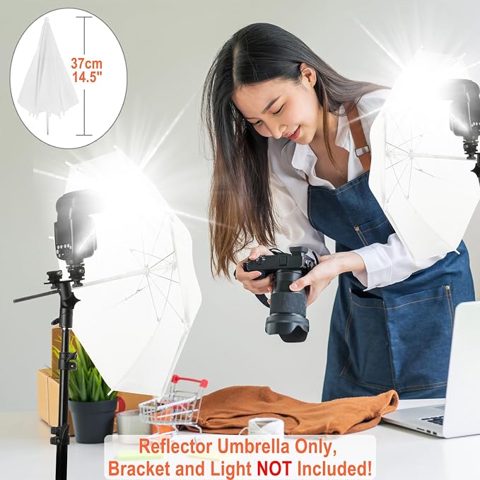 Cosmos 2 Pack Mini Photography Light Reflector Umbrella 20 Inch/ 50cm Diameter White Translucent Soft Umbrella Photography Photo Video Studio Mini Lighting Diffuser for Shooting (Bracket NOT Included)
