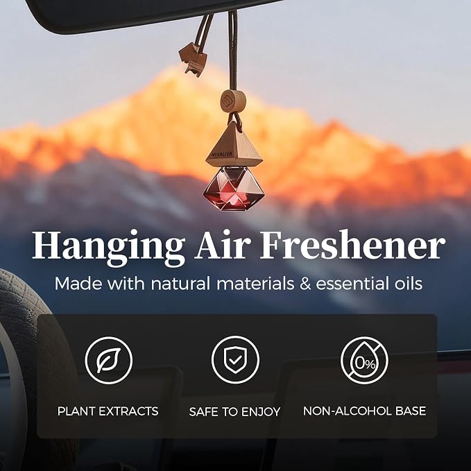 NYVALIYACar Air Freshener Hanging Diffuser with Natural Essential Oil, Zen Tea Scent Car Fresheners, Long Lasting Car Smell Air Fresheners, Car Air Fresheners for Women & Men (Zen Tea)