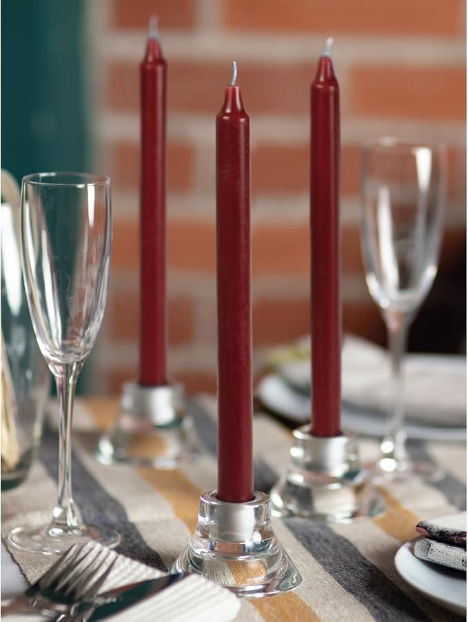 CANDWAX Bordeaux Taper Candles Pack of 4 - Slow Burning Dripless Unscented Straight Candles 12 inch - Ideal for Dinner Table - Smokeless Long Candlesticks