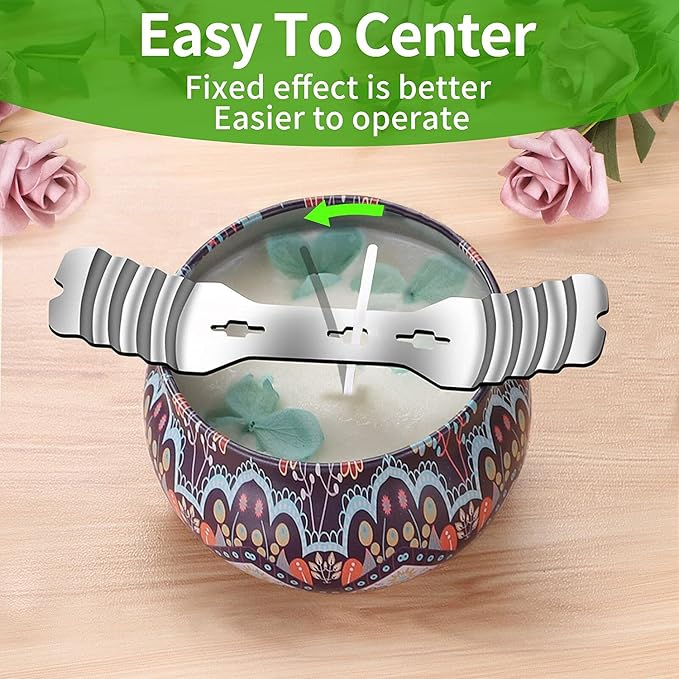 10 pcs Metal Candle Wick Holders, Upgraded Candle Wick Centering Devices, Silver Stainless Steel Candle Wick Holder for Candle Making