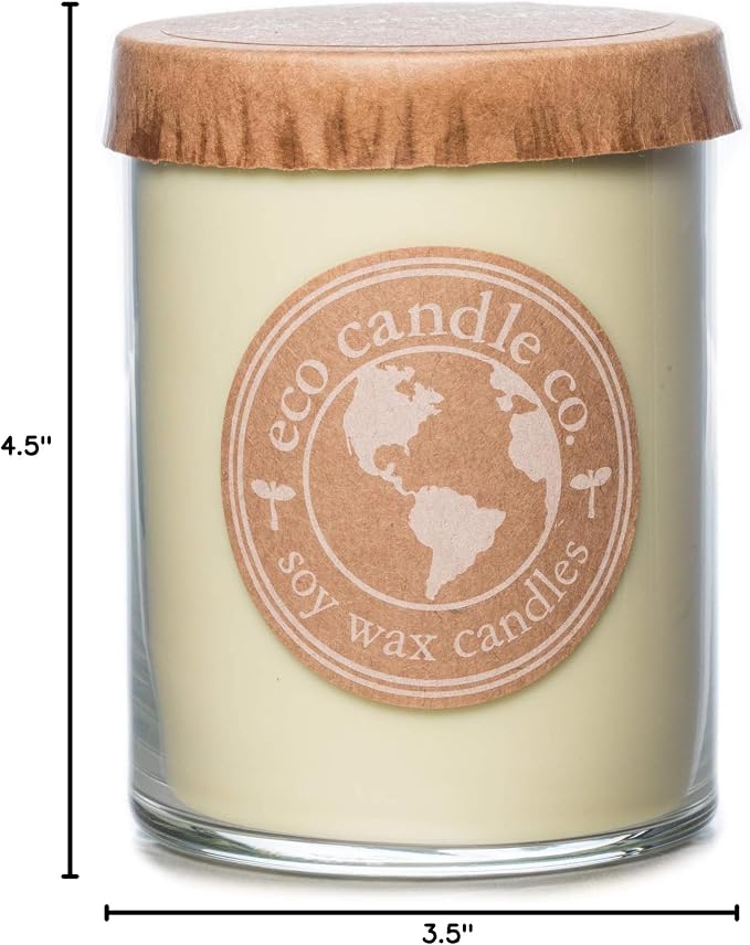 Eco Candle Co. Recycled Candle, Verbena Basil, 18 oz. Double Wick - Scents of Lemons, Verbena, Basil, & Cedar - 100% Soy Wax, No Lead, Kraft Paper Label & Lid, Hand Poured, Midwest Grown Soybeans