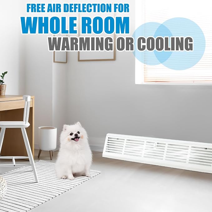 Yaocom 2 Pcs 24 Inch Baseboard Register Duct Opening Size Vent Covers for Home Floor Diffuser Wall Corner Baseboard Air Covers Floor Diffuser Including Screws Easy Installation(White,Stripes)