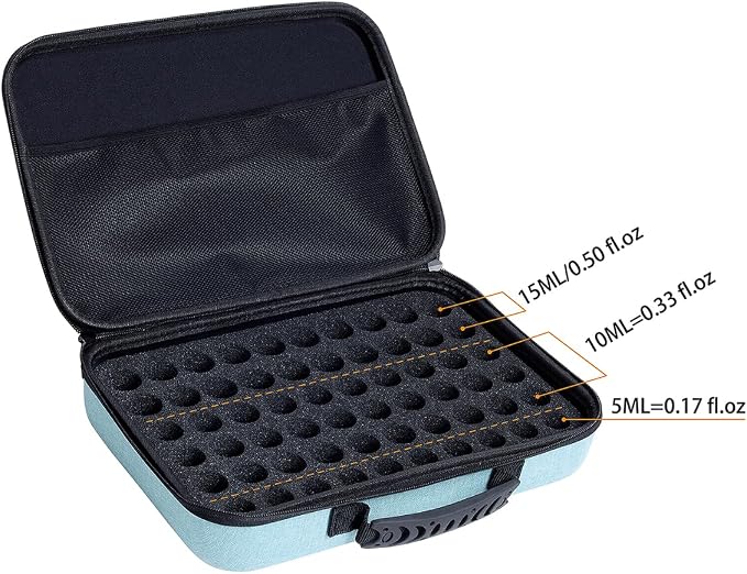 Essential Oils Carrying Case Holds 60 Bottles with Detachable Pad, Sky Blue