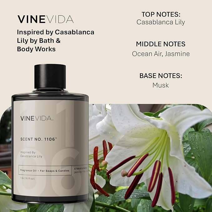 VINEVIDA [16oz] Casablanca Lily Fragrance Oil for Candle and Soap Making - Made in USA Natural Scents
