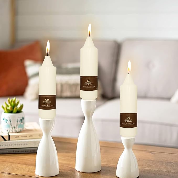 Candlesticks Short Taper Candle 5 inches Ivory Candle Sticks Smokeless Tapered Candles for Home Décor Weddings Festive Party Women Gifts