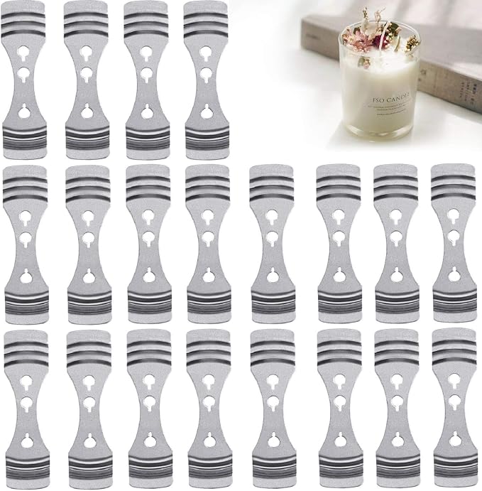 DINGPAI 20pcs Metal Candle Wick Centering Devices, Silver Stainless Steel Candle Wick Holder