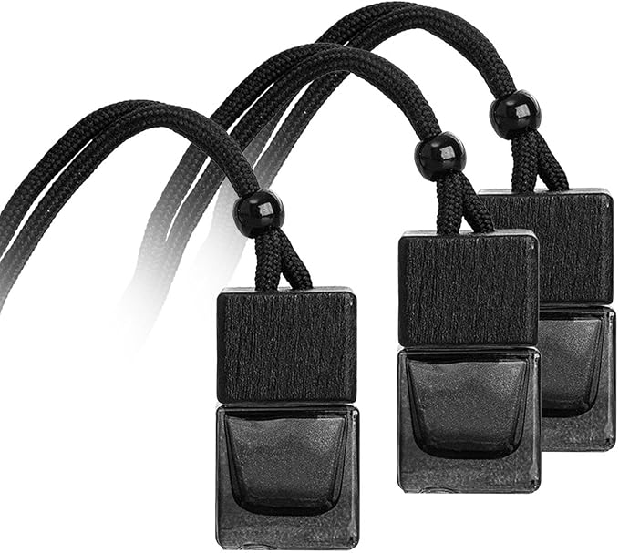 3 Pcs Hanging Car Air Freshener Empty Car Diffuser Bottles, Car Diffusers for Essential Oils, Car Air Freshener Ornament for Auto Interior Home Office Decoration, Black