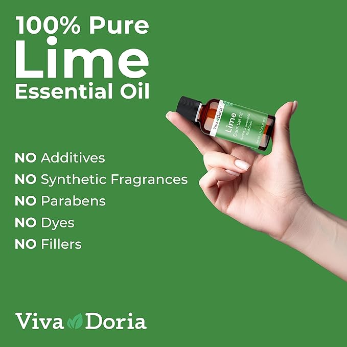 Viva Doria Lime Essential Oil, 100% Pure, Natural, Mexican Lime Essential Oil, Undiluted, for Aromatherapy | Food Grade, 30 mL (1 Fluid Ounce)