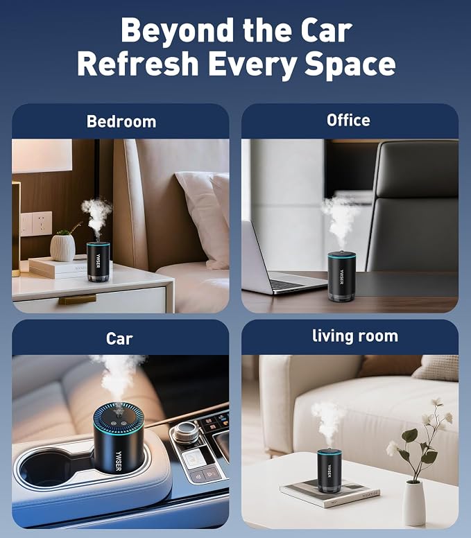Smart Car Air Freshener, Car Air Freshener Diffuser with Starry Sky Projection and 50ml Perfume, Auto On/Off Intelligent, 3 Mode Adjustable Rechargeable Aroma Diffuser, Cologne
