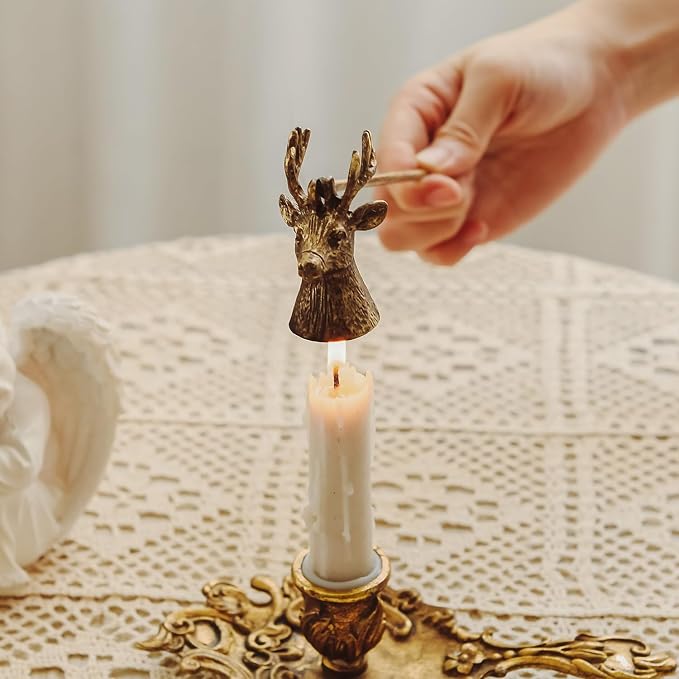 NIKKY HOME Candle Snuffer, Deer Decorative Candle Extinguisher Candlesnuffer with Long Handle Candle Snuffers Wick Snuffer Candle Accessory Vintage Candle Accessories Gift