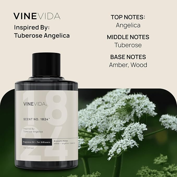 VINEVIDA [16 Oz] Inspired by: Tuberose Angelica; Diffuser Oil Refill | Premium Scent Diffuser Oil for Home | Non-Toxic Fragrance