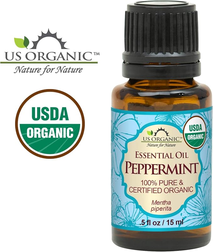 US Organic 100% Pure Peppermint Essential Oil - USDA Certified Organic - 15 ml - w/Improved caps and droppers (More Size Variations Available)