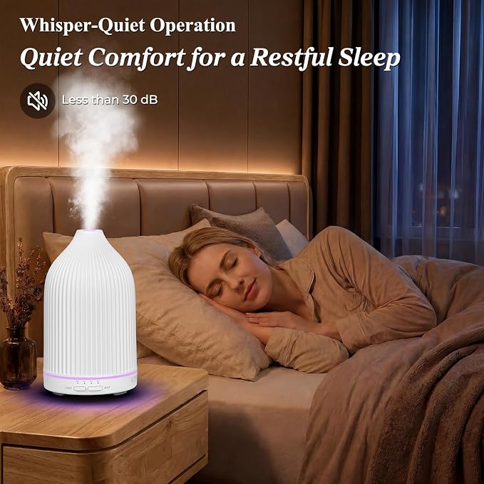 URPOWER 300ML Essential Oil Diffusers for Home Ultrasonic Aromatherapy Diffuser Up to 10hrs with 7-Color LED Lights Auto Shut-Off High/Low Mist - Diffuser Oil Machine Humidifiers for Bedroom Office