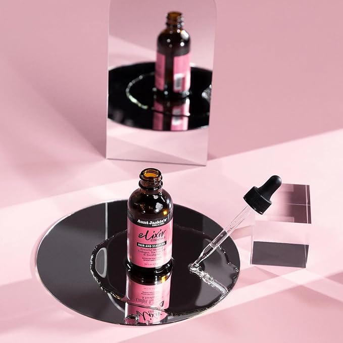 Aunt Jackie's Elixir Essentials Hair & Scalp Oil, Collagen, Tea Tree Oil & Eucalyptus, Thickens & Supports Hair Growth, 2 oz