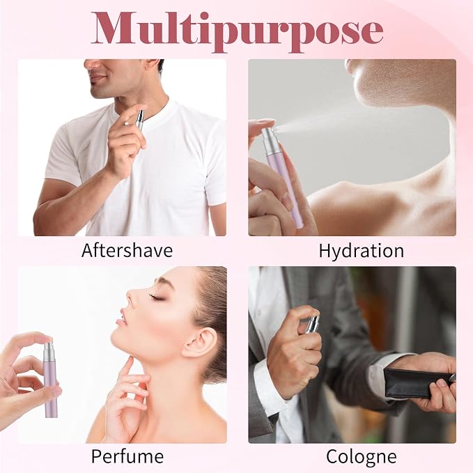 4pcs Mini Perfume Travel Bottle, Perfume Atomiser Refillable, 5ML Spray Bottles, Portable for Travel Holiday, Outdoor Activities and Business