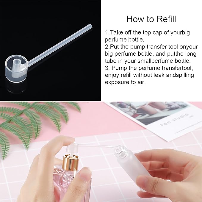 Honoson 24 Packs Perfume Dispenser Pump Perfume Refill Pump Cosmetic Dispenser Transfer Tool for Travel Refillable Spray Bottle