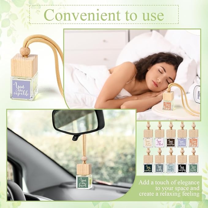 Teenyyou 20 Pcs Thank You Gift Bulk Empty Car Air Freshener Diffuser Hanging Ornament Glass Essential Oil Diffuser Teachers Volunteer Staff Employee Appreciation Gifts