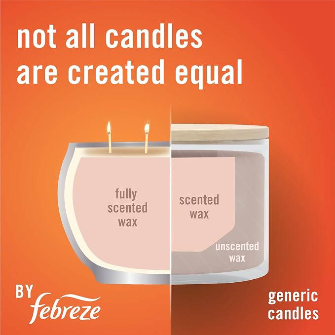 Febreze Scented Candle, Baked Cinnamon Apples Scent, 4 Wick Candle, Reusable Tin, Long Lasting Even Burn, 11oz, Single Pack