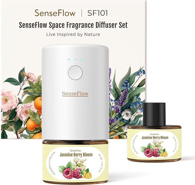 Plug-in Air Freshener for Home, Waterless Essential Oil Diffuser for Bedroom and Bathroom, Non-Toxic Formula for Pets and Nursery, 120 Days Runtime, Refillable Jasmine Berry Bloom(Rose)