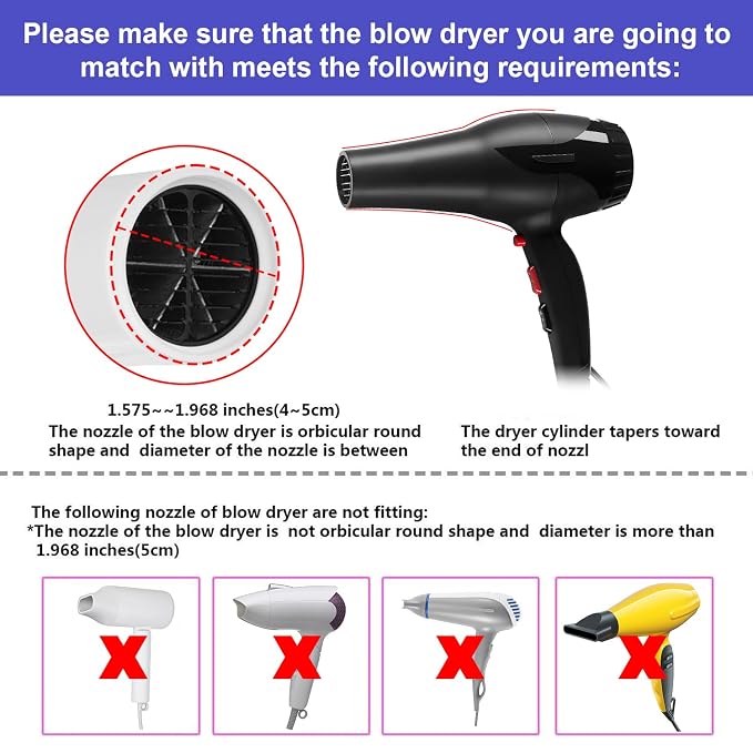 Universal Collapsible Hair Dryer Diffuser Attachment-Foldable Portable Travel and Easy Storage Fit Most Hair Dryers with Nozzle Diameter D-1.575Inch to 1.968 Inch (4-5cm)- Dark Blue