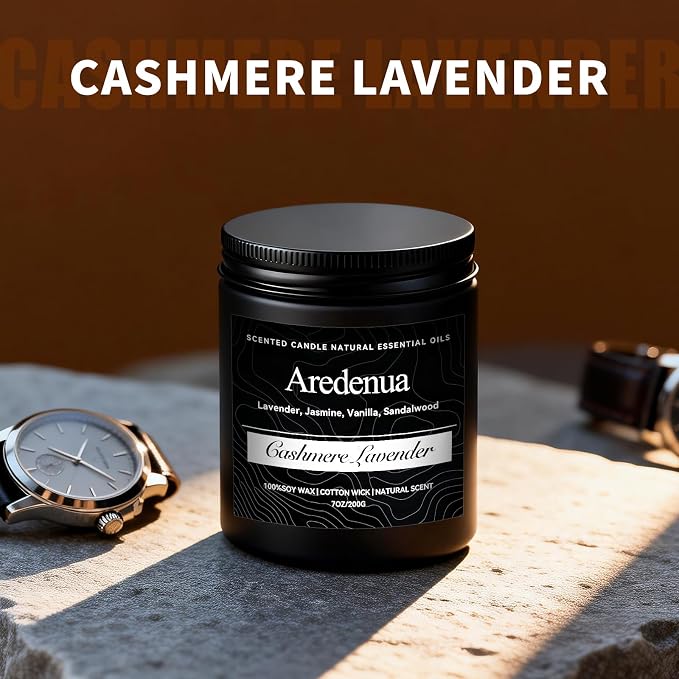 Cashmere Lavender Candle - Soy Candles for Home Scented, Relaxing Aromatherapy Candle for Women Men - 7oz Long Lasting Candles Gift for Women & Men, 50 Hours Burn Tim