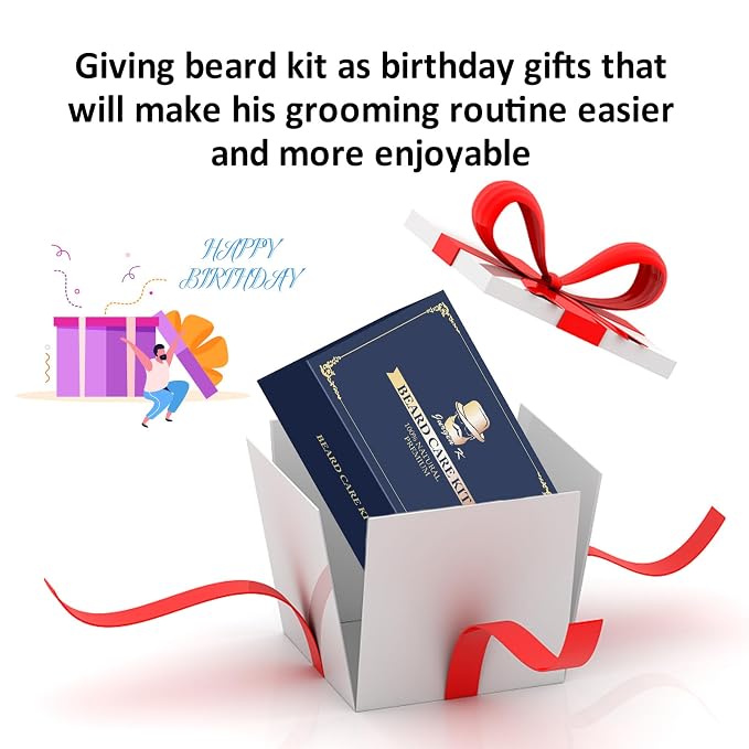 Beard Kit w/Beard Oil, Beard Balm, Beard Comb, Men's Daily Grooming & Care, Moisturize & Soften Facial Hair, Christmas & Birthday Gifts for Men Husband Boyfriend Dad, Stocking Stuffers for Adult Men