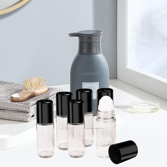 8 Pack 30ml Glass Roll On Bottles Empty Deodorant Containers Travel Glass Roller Ball Bottles For DIY Essential Oil Sunscreen Moisturizer Perfume Aromatherapy