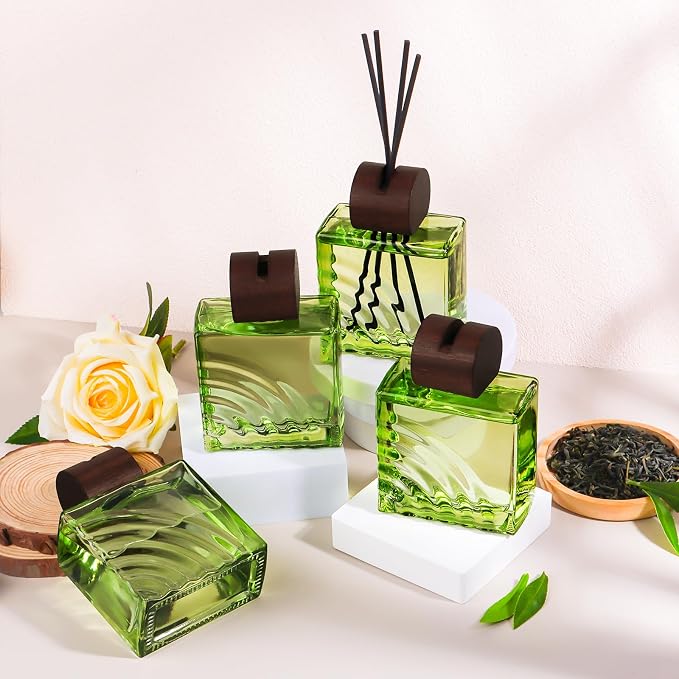 6.76 oz White Tea Scent Diffusers with 8 Fiber Sticks,200ml Reed Diffuser for Bathroom Room Air Freshener, Last up for 40 Days