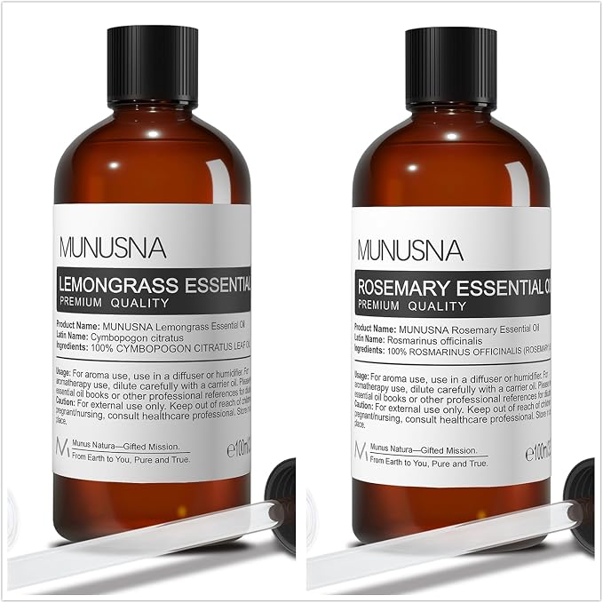 Lemongrass Essential Oil and Rosemary Essential Oil for Aromatherapy Diffusers Candle Soap Making