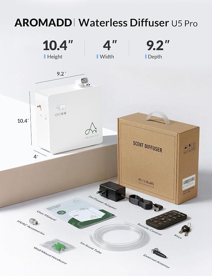 2026 Upgraded 3500 Sq.Ft HVAC Scent Diffuser for Home, Smart Whole House Scent System with App & Remote Control, Hotel Collection Waterless Diffuser for Large Room, Cold Air Tech, 600mL, White