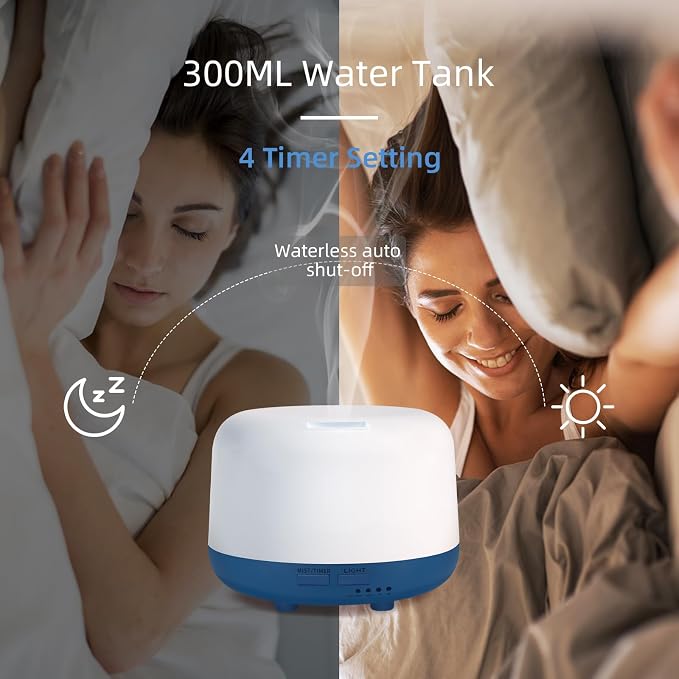 Marchred 300ML Essential Oil Diffuser with Remote Control, 7 LED Color Changing Light,Ultrasonic Cool Mist Scent Humidifier