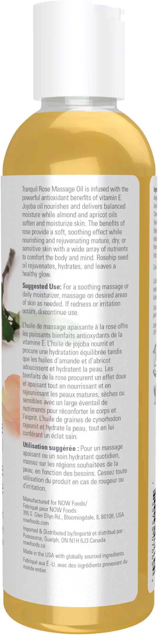 NOW Solutions, Tranquil Rose Massage Oil, Body Moisturizer for Dry Sensitive Skin, Promotes Healthy-Looking Skin, 8-Ounce (Pack of 2)