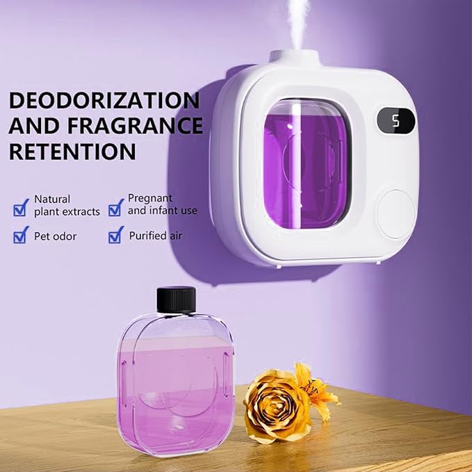 Mini Aromatherapy Diffuser - Cute and Compact Ultrasonic Essential Oil Diffuser with 5 Mist Levels for Home Office Car and Hotel Cordless Air Fragrance Machine for Large Rooms and Bathrooms