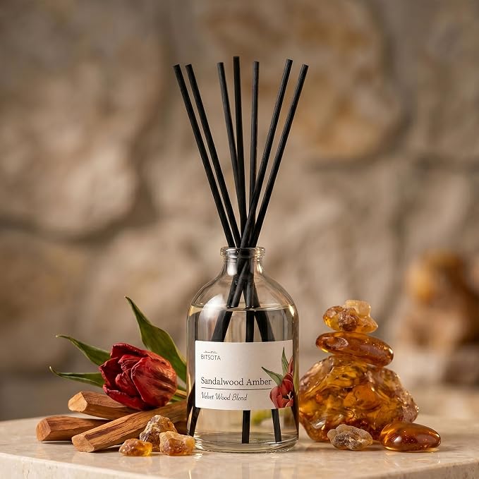 Reed Diffuser Set for Bathroom & Home, Long Lasting Essential Oil Aroma, Glass Bottle Home Fragrance with Sticks, Ideal Gift for Woman