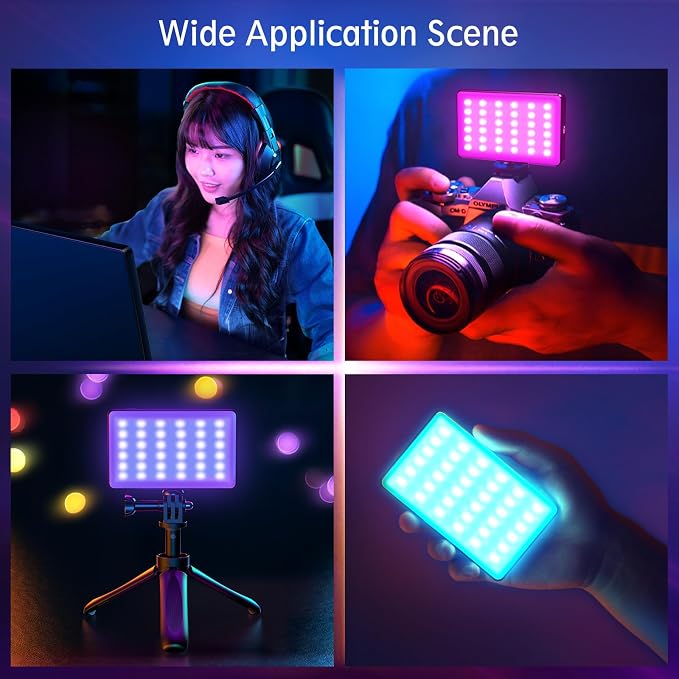 120 RGB Video Light, Photography Light, Color Temperature 2500-9000K 360° Full Color with 20 Lighting Effects, 3000mAh Battery, OLED Display, DSLR Lighting for TikTok, Photography, Video Conference