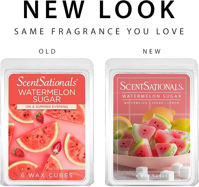 ScentSationals Watermelon Sugar Scented Wax Melts - Watermelon, Sugar, & Lemon, 10oz (24 Cubes)