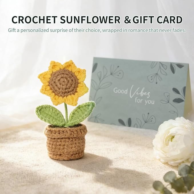 Get Well Soon Gift Baskets for Women, Self Care Spa Package with Knit Blanket & Crochet Sunflower, Thinking of You Sympathy Care Package for Mom Grandma Wife