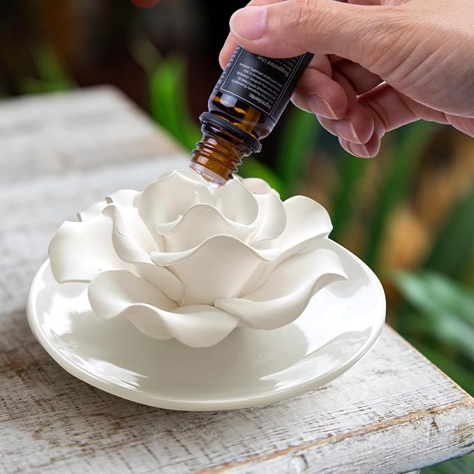 Passive Diffuser for Essential Oil-Ceramic Diffuser Non Electric Oil Diffusers for Small Mini Room, Desk Decorative, Bathroom (Impatiens)