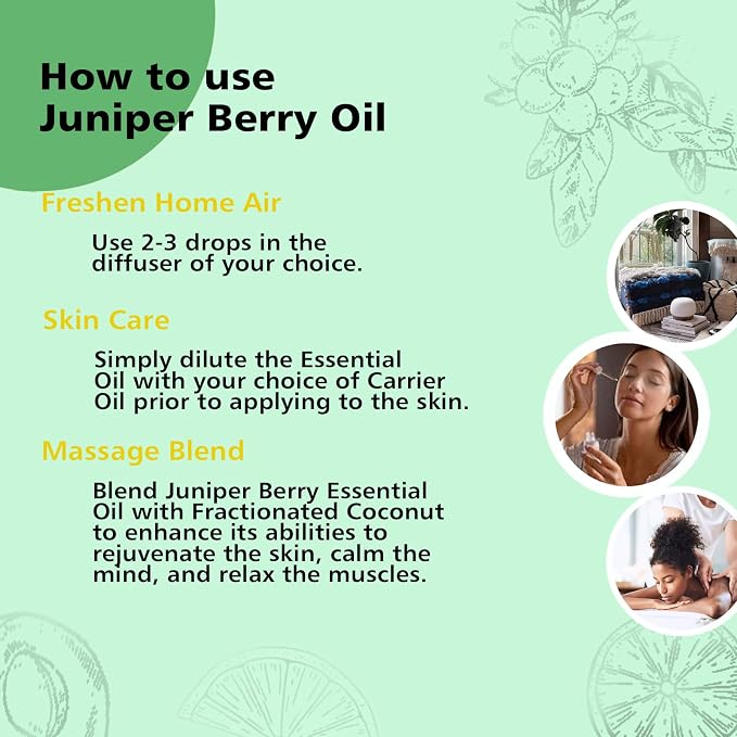 GM Gumili Juniper Berry Essential Oil 1 Oz – 100% Pure Natural Juniper Berry Oil for Diffuser, Massage, DIY Blends & Personal Care, Fresh Crisp Aroma