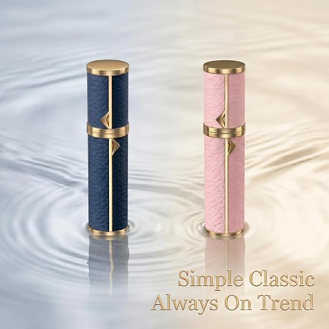 2PCS Perfume Travel Refillable Bottle, Luxury Leather Travel Perfume Atomizer 5ml, TSA Approved Leak-Proof Cologne Sprayer for Men Women, Portable Mini Perfume Bottle for Travel, Daily Use and Gift