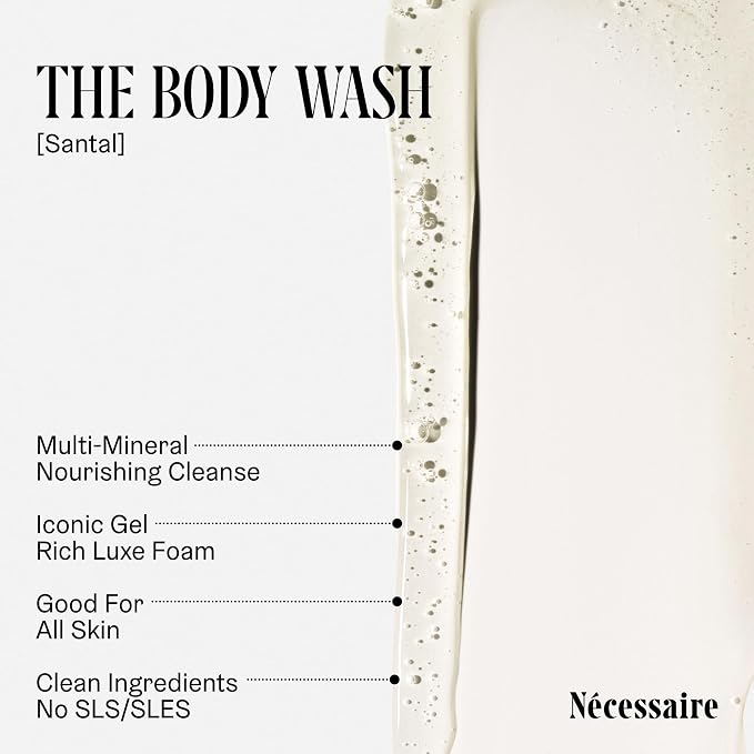 Nécessaire Body Essentials - Skin Care Gift Set For Women + Men - Travel-Size Body Wash, Body Lotion + Deodorant | Dermatologist-Tested. Hypoallergenic | Vegan | Aluminum-Free Deodorant (Santal)