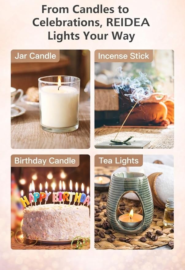 REIDEA Electric Lighter Gifts for Candle Lovers, R1 Pro Retractable Top Windproof Flameless USB Rechargeable Arc Safe for Adults, Champagne Gold