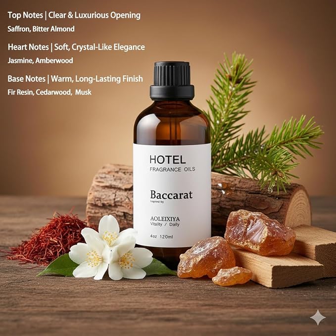 Hotel Collection Diffuser Oil Scent Inspired by The Iconic 5-Star Hotel Baccarat for Waterless Diffuser & Home Scenting Essential Oil for Ultrasonic and Crafting (4 Fl Oz Pack of 1)