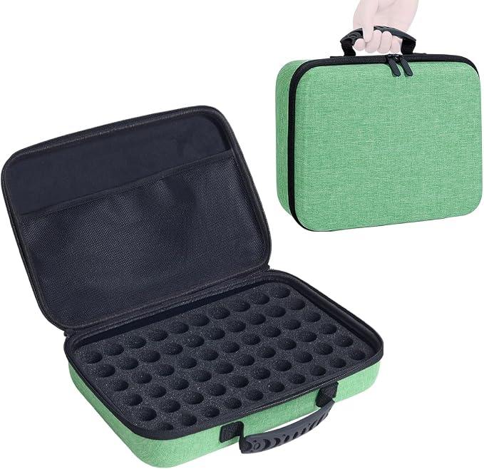 Essential Oils Carrying Case Holds 60 Bottles with Detachable Pad, Green