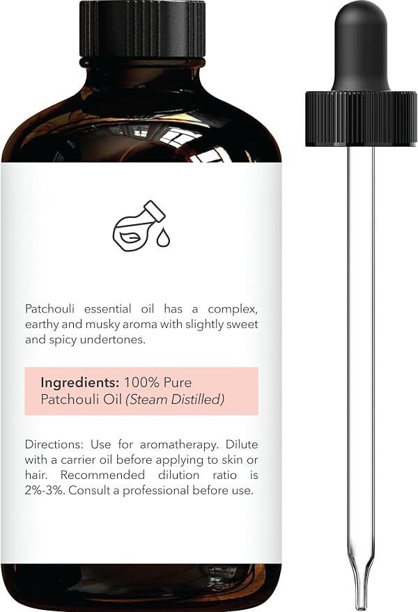 Brooklyn Botany Patchouli Essential Oil - 100% Pure and Natural - Premium Grade Oil with Dropper - for Aromatherapy and Diffuser - 1 Fl Oz