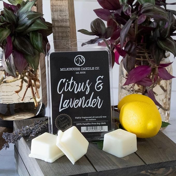 Milkhouse Candle Company Citrus & Lavender Soy Wax Melts - Tart Citrus | Lavender Buds | Soft Herbal Undertones Scented - 5.5 oz, Hand-Poured, Premium Fragrance Oil, Made in the USA